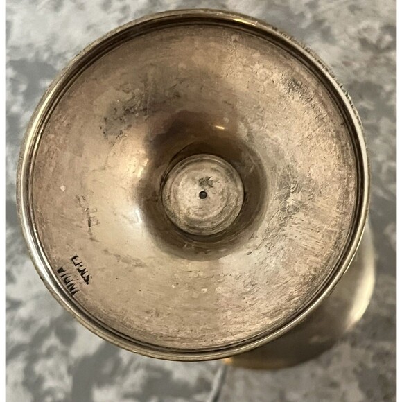 Vintage Wine Goblet Silverplate Chalice India EPNS‎ Marking Natural Patina Cup - Picture 3 of 4